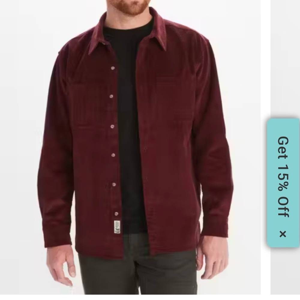 Marmot Corduroy Long Sleeve Shirt Burgundy Size Men’s S